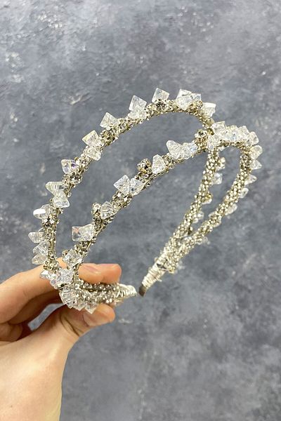 Hobigram Cristal Full Rhinestone Pearl Accesoriu de păr dublu rând Coroana de mireasă pentru cele mai frumoase mirese – Coroană, piatră de cristal