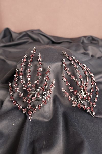 Hobigram Accesoriu de păr Henna de mireasă cu piatră dublă cu cataramă pentru cele mai frumoase mirese – coroană, piatră de cristal, model elegant