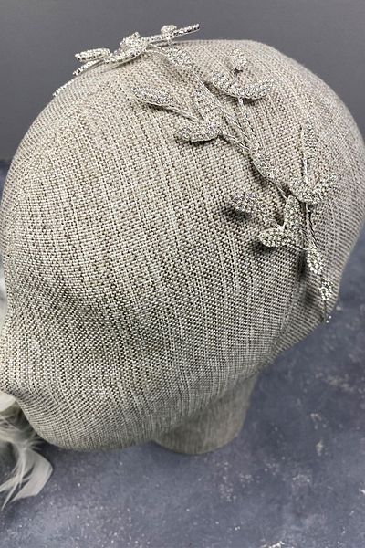 Hobigram Accesoriu de păr Yena Design Tiara de mireasă cu ramuri de frunze de argint pentru cele mai frumoase mirese – Coroană – Tiara