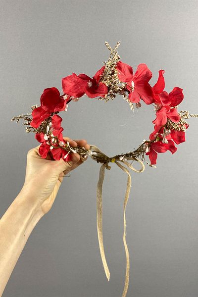 Hobigram Coroana de mireasa cu design pentru fotografiere in aer liber cu hortensie si iarbă de mare pentru cele mai frumoase mirese – Coroană, cu pietre de cristal – Coroană –