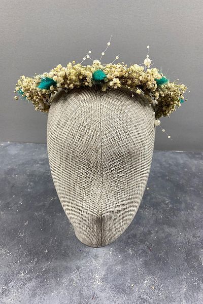 Hobigram Water Green Cream Chipsolu Pearl and Cotton Grass Bridal Outdoor Shooting Crown for the Most Beautiful Brides – Crown – Crown