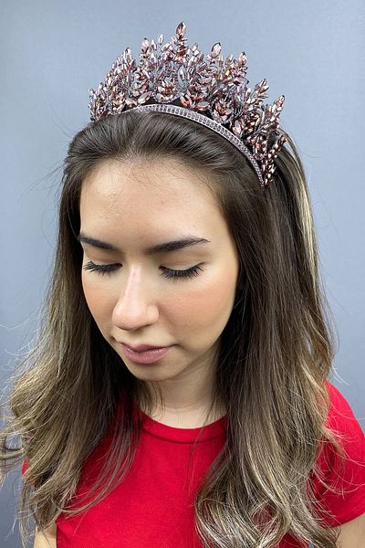 Hobigram Dark Powder Emerald Model Bridal Henna Crown for the Most Beautiful Brides – Crown, Crystal Stone, Stylish Model – Crown – t