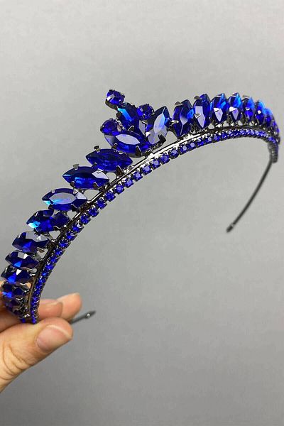 Hobigram Ece Model Thin Bridal Henna Crown pentru cele mai frumoase mirese – Coroană, Crystal Stone, Model elegant, Coroană de mireasă – Coroană