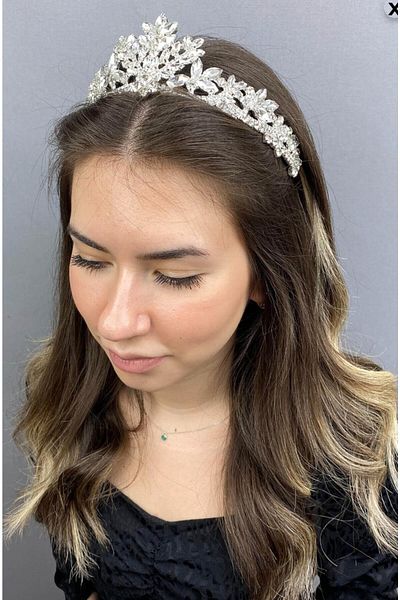 Hobigram Coroana de mireasa pentru cele mai frumoase mirese – Coroana, cu pietre de cristal, model elegant, coroana de mireasa, accesoriu de par – Coroana – Coroana