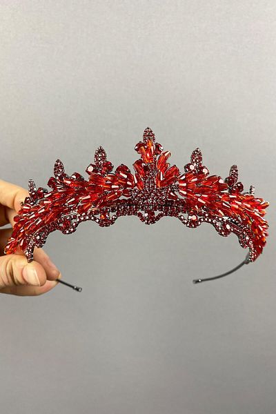 Hobigram Coroana de mireasa Henna cu margele cu cristale Red Lena pentru cele mai frumoase mirese – Coroana, cu pietre de cristal, model elegant