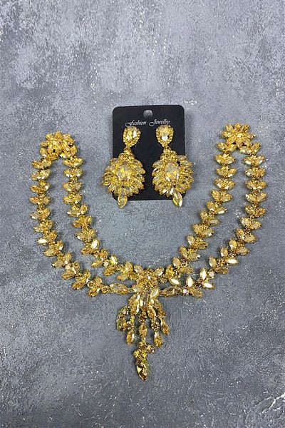 Hobigram Cele mai frumoase mirese, culoarea miere, sultan, accesoriu de păr henna și set de cercei cu pietre – coroană – coroană