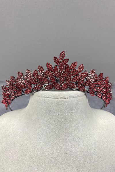 Hobigram Sara Sık Stone Leaf Pattern Bridal Henna Crown pentru cele mai frumoase mirese – Coroană, Crystal Stone, Model elegant –