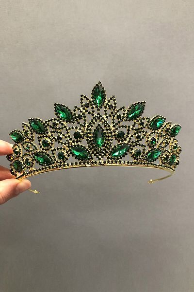 Hobigram Culoarea verde Mireasa si coroana Henna pentru cele mai frumoase mirese – Coroana, cu piatra de cristal, model elegant, coroana mireasa – coroana