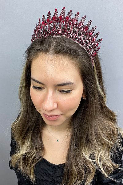 Hobigram Coroana de mireasa cu henna henna antracit burgundy pentru cele mai frumoase mirese – Coroana – Coroana