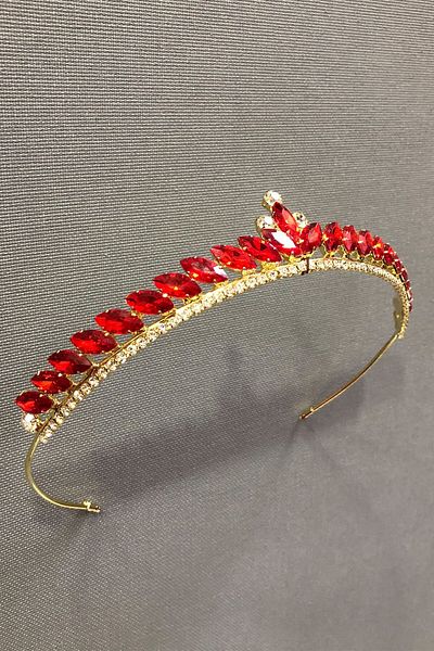 Hobigram Lara Red Stone Mireasa și Coroana Henna pentru cele mai frumoase mirese – Coroană, Crystal Stone, Model elegant, Coroana de mireasă