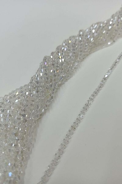 Hobigram Assortment of Beads Translucent White Crystal Beads Pyramid 4 mm – Beads, Stylish Design, Women's Accessory –