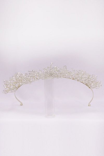Hobigram Coroana de mireasa model arici cu margele de cristal transparent pentru cei mai frumoși mireși – Coroană, cu pietre de cristal, model elegant –