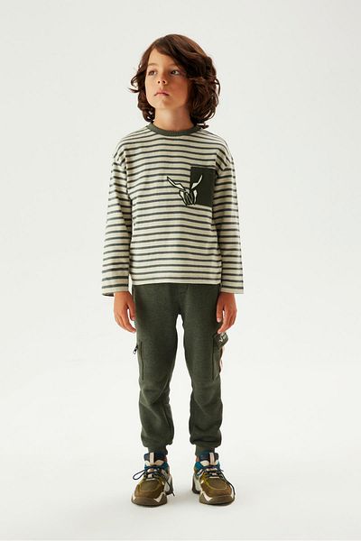 Nebbati Boy's Striped T-Shirt 23FW0NB3514