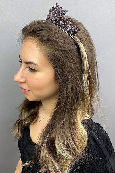 Hobigram Purple Heaven Henna Tiara de mireasa pentru cele mai frumoase mirese – Coroana, cu piatra de cristal, model elegant, coroana de mireasa – Coroana – T