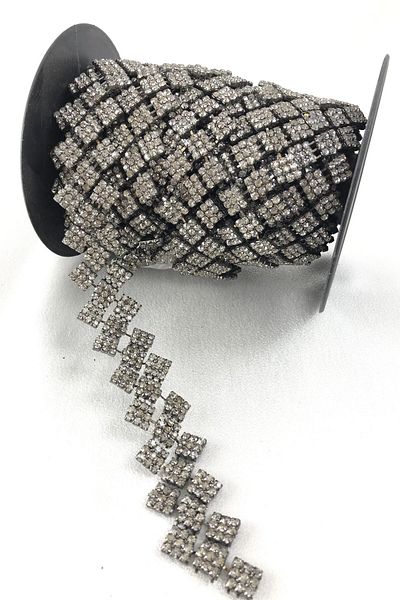 Hobigram Decorative Strip Black Color Diamond Patterned Strip Stone – Decorative Strip, Stylish Design, Women's Accessory