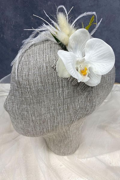 Hobigram Accesoriu de păr pentru mireasă cu orhidee păroasă pentru cele mai frumoase mirese – coroană, piatră de cristal, mod elegant