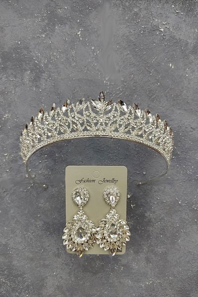 Hobigram Neva Model Bridal Crown και Drop Shuttle Stone σκουλαρίκια για τις πιο όμορφες νύφες – Κορώνα, Crystal Stone, Κομψό μοντέλο
