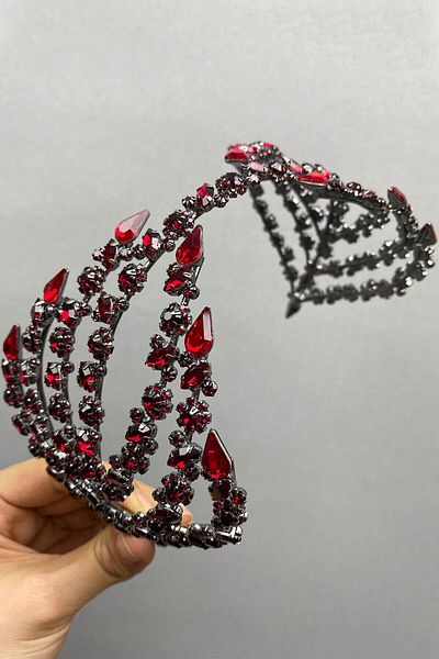 Hobigram Accesoriu de păr Helen cu două fețe, coroană de mireasă pentru cele mai frumoase mirese – coroană, piatră de cristal, mod elegant