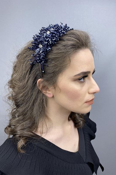 Hobigram Bellatrix Navy Blue Crystal Stone Mireasa și Henna Crown pentru cele mai frumoase mirese – Coroană, Crystal Stone – Coroană –