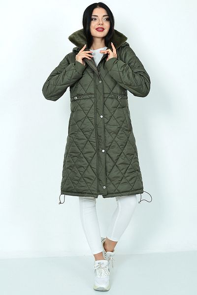 NARİKA Diamond Patterned Quilted Coat - Lined Inside
