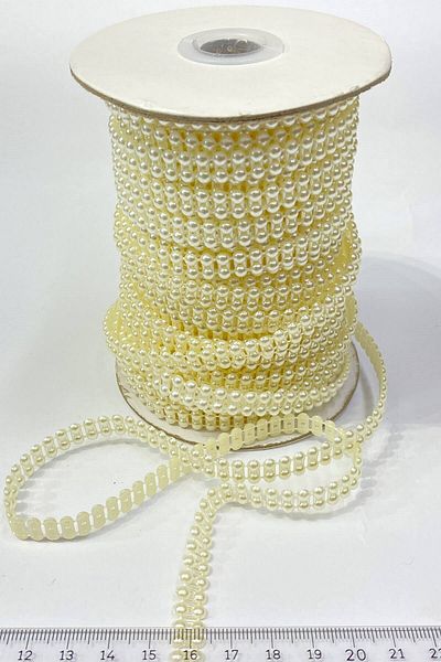 Hobigram Beads Assortment Cream Plastic Double Row Stripe Half Pearl 4 mm 10 Mt – Beads, Stylish Design – Boncu