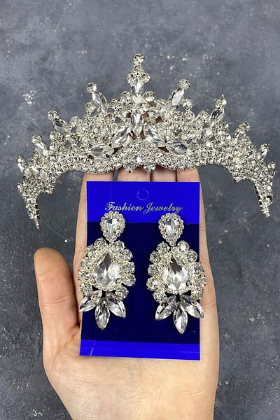 Hobigram Coroană de mireasă și cercei cu piatră de argint Tokyo pentru cele mai frumoase mirese – Coroană, piatră de cristal, model elegant – T