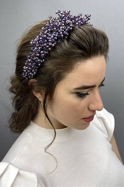 Hobigram Henna și coroană de mireasă cu cristal Pollux violet închis pentru cele mai frumoase mirese – coroană, cristal, model elegant