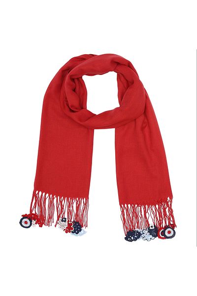 Soma Kadın Atölyesi Soma Women's Anatolian Embroidered Shawl Handmade Crochet Embroidered 165×70 Cm Claret Red Women's Natural Pashmina Soft