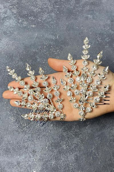 Hobigram Accesoriu de păr Helenist pentru mireasă cu două fețe din argint sterling pentru cele mai frumoase mirese – coroană, piatră de cristal, model elegant