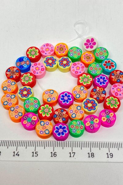 Hobigram Beads Assortment Colorful Flower Motif Fimo Dough Beads – Beads, Stylish Design, Women's Accessory –