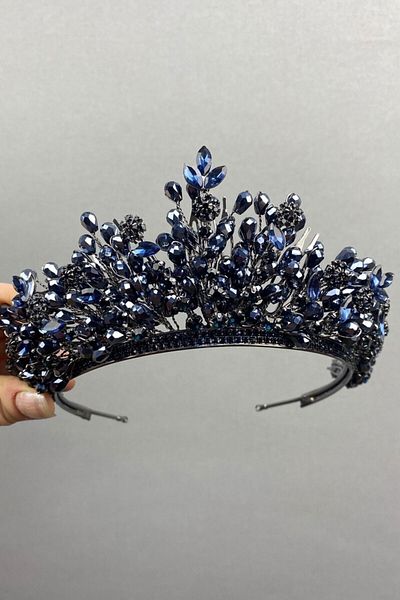 Hobigram Coroana de mireasa Akspring cu margele pentru cei mai frumoși mireși – Coroană, cu pietre de cristal, model elegant, coroană de mireasă – T