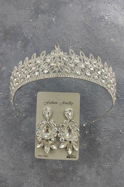 Hobigram Mia Model Tiara de mireasa si cercei cu piatra pentru cei mai frumoși mireși - Coroana, piatra de cristal, model elegant -