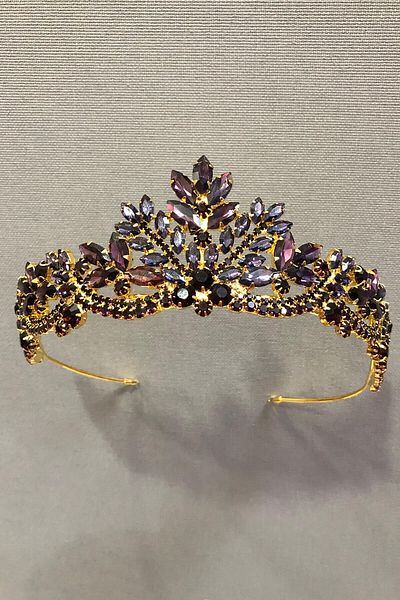 Hobigram Henna și coroană de mireasă cu carcasă metalică de culoare aurie cu pietre de cristal prune pentru cele mai frumoase mirese – coroană – coroană