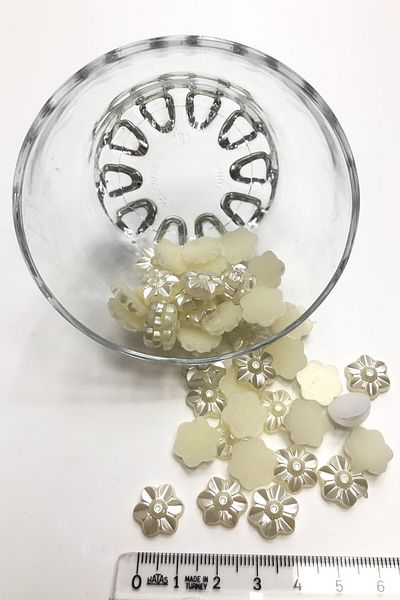 Hobigram Beads Assortment Cream Flower Half Pearl Beads Plastic – Beads, Stylish Design, Women's Accessory – Bonc