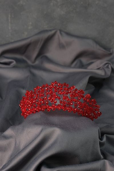 Hobigram Aren Bridal Henna Crown with Red Crystal Beads for the Most Beautiful Brides