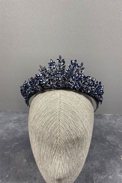 Hobigram Ezel 3D Bridal Henna Crown în albastru bleumarin pentru cele mai frumoase mirese – Coroană, cu pietre de cristal, model elegant – Coroană –