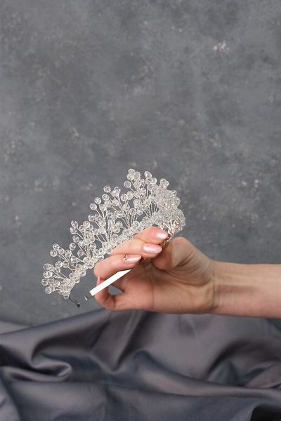Hobigram Coroana de mireasa Aren Henna cu margele de cristal pentru cele mai frumoase mirese – Coroana, cu pietre de cristal, model elegant, coroana de mireasa