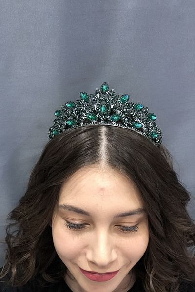 Hobigram Coroana de mireasa verde cu piatra de cristal pentru cele mai frumoase mirese – Coroana, piatra de cristal, model elegant, coroana de mireasa – coroana