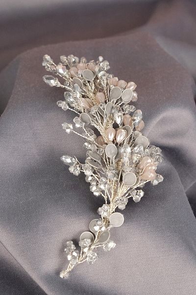 Hobigram Legá pentru cele mai frumoase mirese Accesoriu de mireasă Lega Pearl cu mărgele laterale – Coroană, piatră de cristal, mod elegant