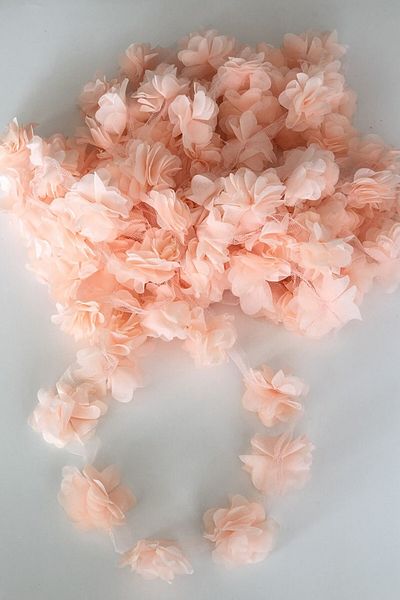 Hobigram Decorative Ribbon Salmon Laser Cut Chiffon Tulle Flower – Decorative Ribbon, Stylish Design, Women's Accessory –