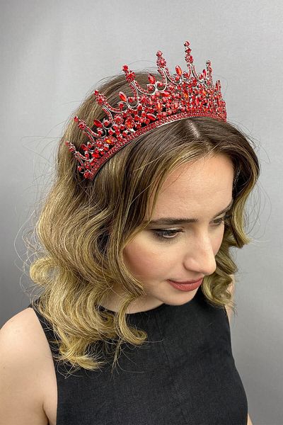 Hobigram Coroana de mireasa Henna model Red Leonis pentru cele mai frumoase mirese – Coroana, piatra de cristal, model elegant, coroana de mireasa
