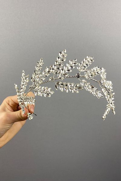 Hobigram Accesoriu de păr de mireasă Dilana Leaf Branch Band pentru cele mai frumoase mirese – Coroană, piatră de cristal, model elegant – T