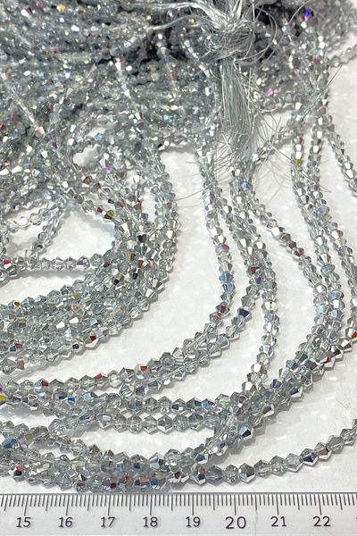 Hobigram تشكيلة من الخرز الفضي من مجموعة كريستال براميت 4 مم – خرز، تصميم أنيق، إكسسوار نسائي – Bon
