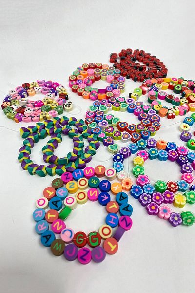 Hobigram Bead Assortment Patterned Fimo Dough Beads Set 9 Strings – Beads, Stylish Design, Women's Accessory – Bon