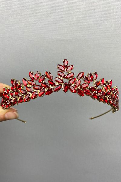 Hobigram Coroană și cercei de mireasă Henna model Gold Dream pentru cele mai frumoase mirese – Coroană, piatră de cristal, model elegant – Coroană