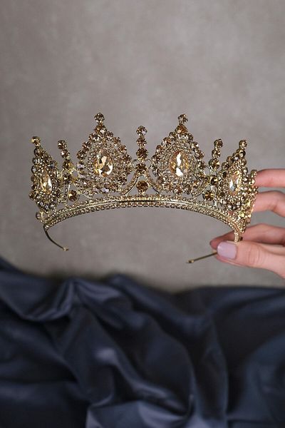 Hobigram Cei mai frumoși mireși Ahu Drop Crystal Stone Bridal Henna Crown – Coroană, Crystal Stone, Model elegant – Coroană –