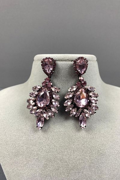 Hobigram Cercei de seară cu piatră și piatră pentru cele mai frumoase mirese – coroană, piatră de cristal, model elegant, coroană de mireasă – Ta