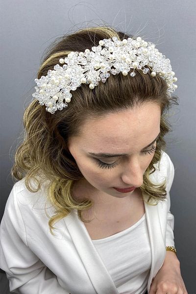 Hobigram Cremă Transparentă Lisa Model Bridal Henna Crown pentru cele mai frumoase mirese – Coroană, Crystal Stone, Model elegant – Coroană – T