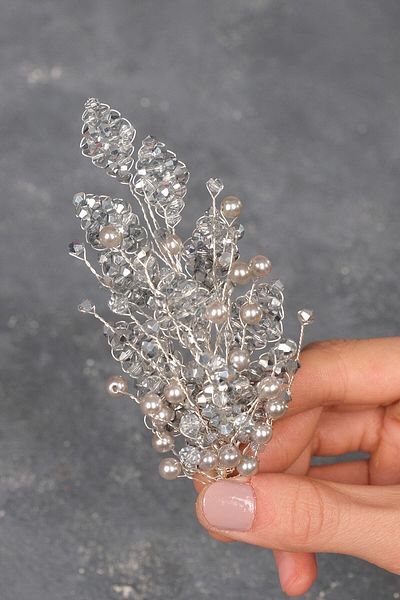 Hobigram Accesoriu de mireasă pentru cleme de păr cu model de frunze pentru cele mai frumoase mirese – coroană, cu pietre de cristal – coroană