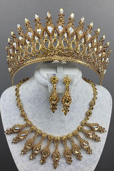 Hobigram Honey Color Henna Bridal Henna Crown Necklace Earring Set for the Most Beautiful Brides – Crown – Crown